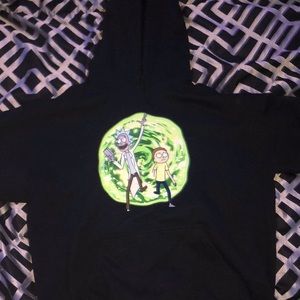 Large black Japenese Rick and morty hoodie